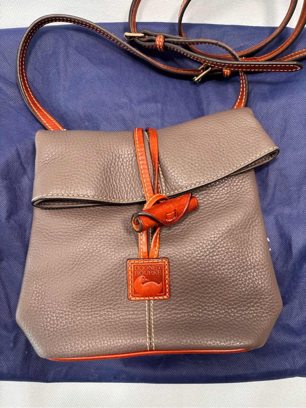 Dooney & Bourke Taupe Crossbody with Orange Trim
